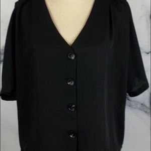 Elodie Black Button Front Blouse